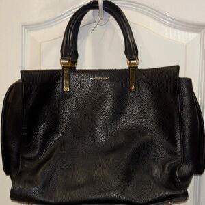 KURT GEIGER LONDON EMMA TOTE BLACK TEXTURED LEATHER HANDBAG GOLD TONED HARDWARE